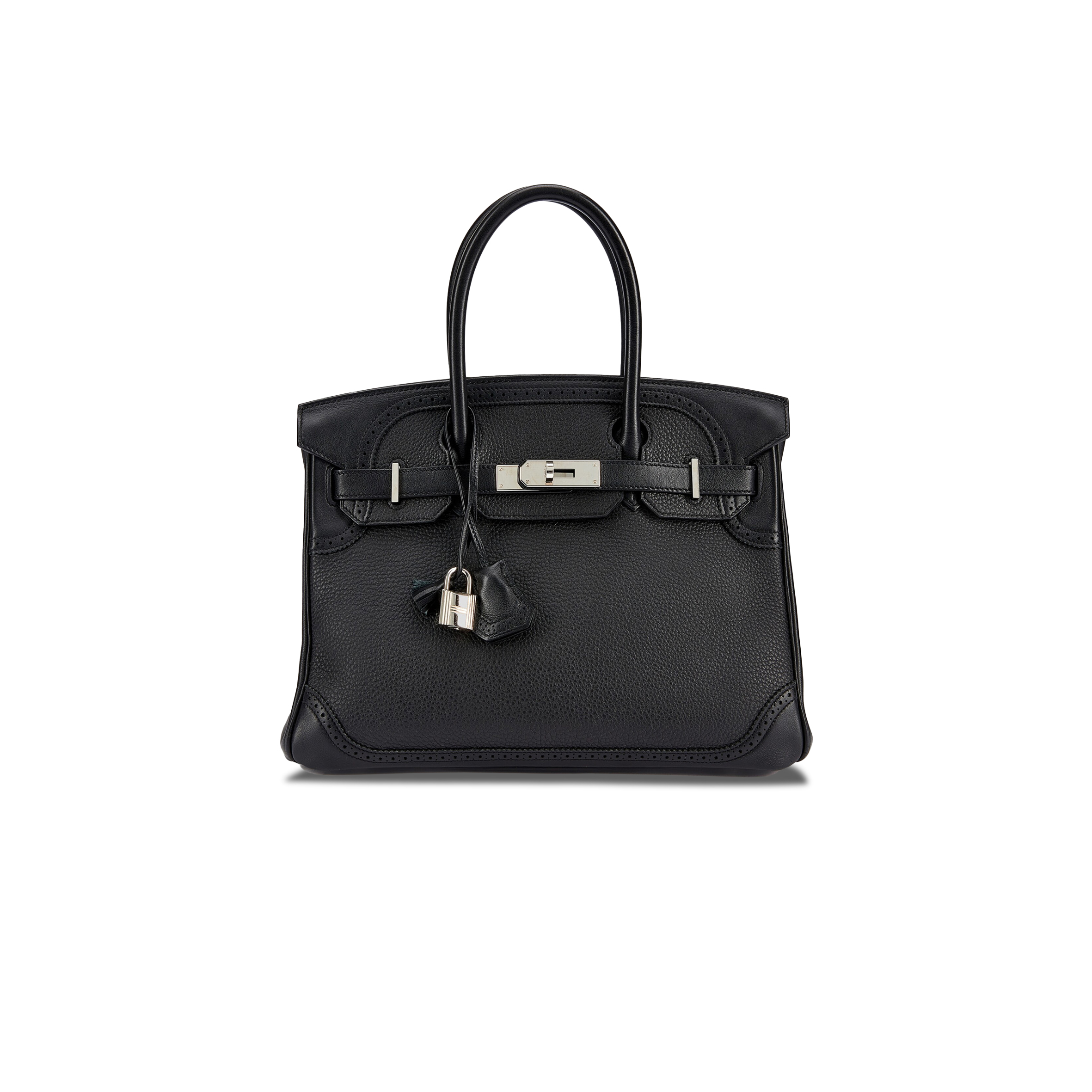 HERMES BIRKIN 30 WIFT WITH TOGO LEATHER BLACK SILVER BUCKLE BAG 195482 (30*22*15cm)